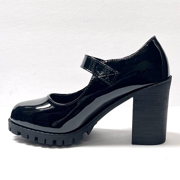 New Womens Black Mary Jane Platform Mary Jane Ballet Flats Heel Pumps - Picture 7 of 7
